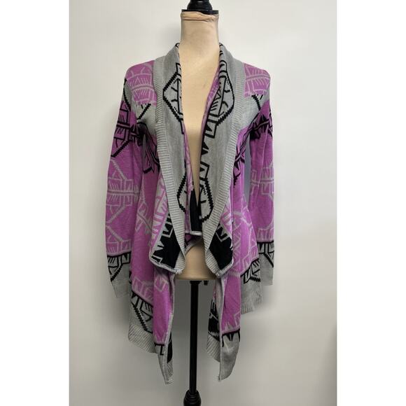 Y2K Aztec Western Cardigan Large colorful waterfall Cowgirl Sweater 2000s USA - Picture 8 of 11